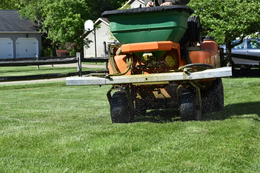 lawn fertilizer being applied