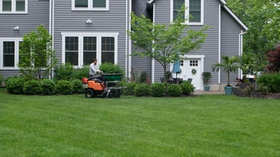 tech on lawn beautiful green grass