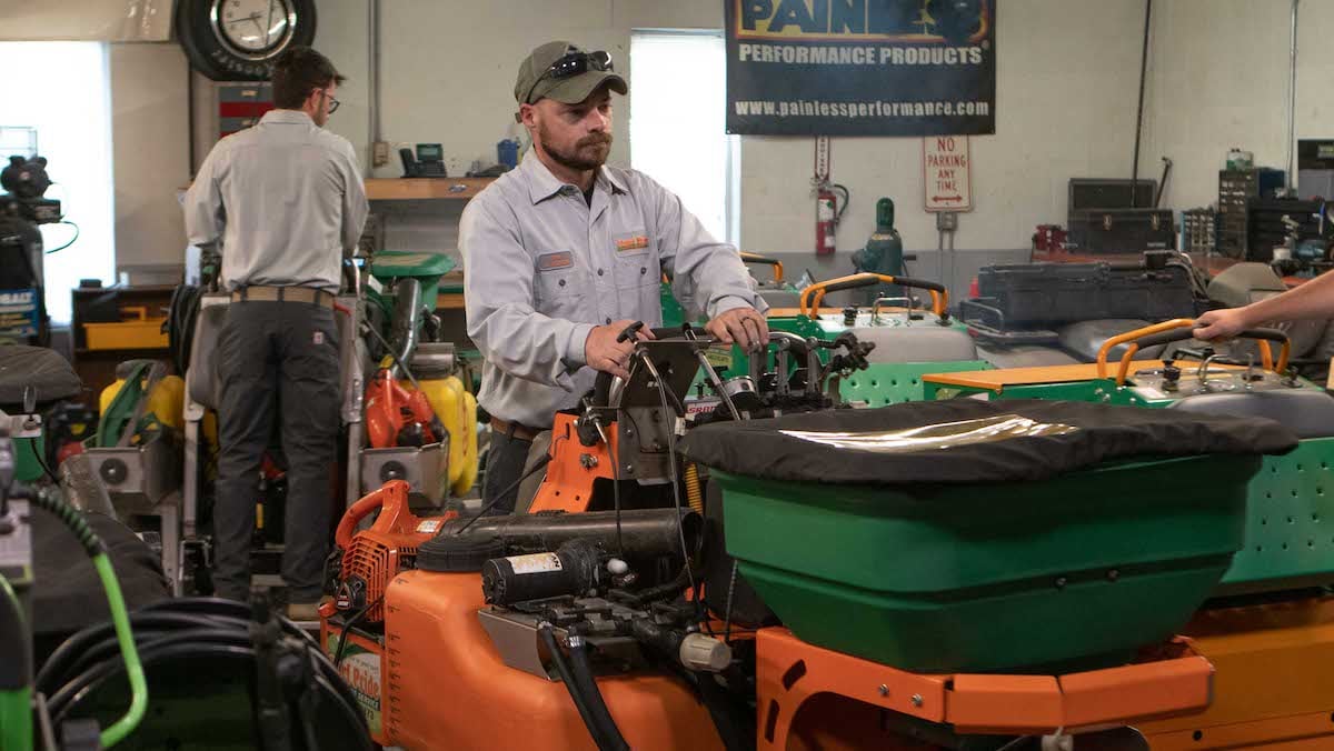 Technician on machine