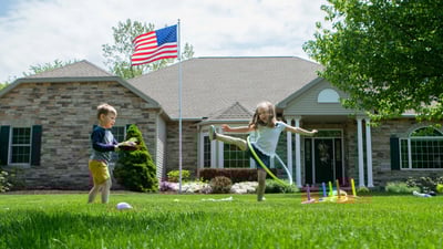 kids playing on lawn