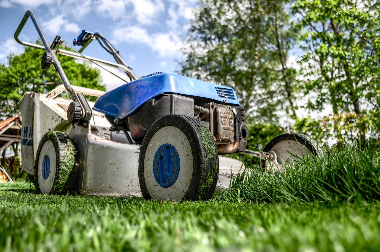 mowing the lawn