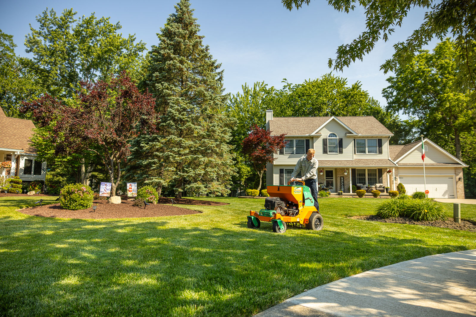 crew lawn care front of house