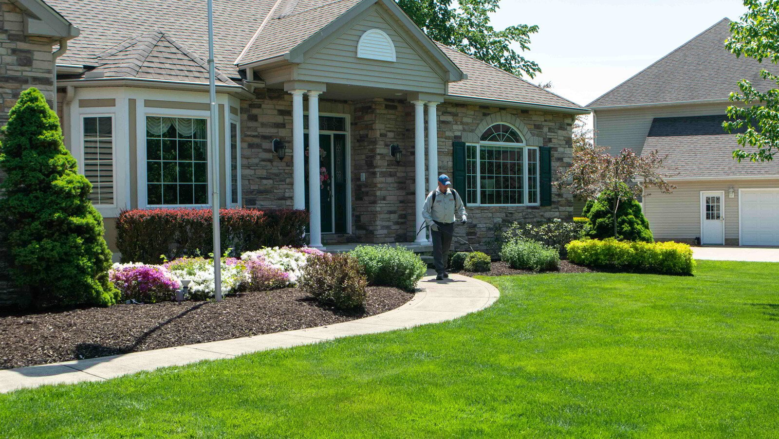 technician treating lawn
