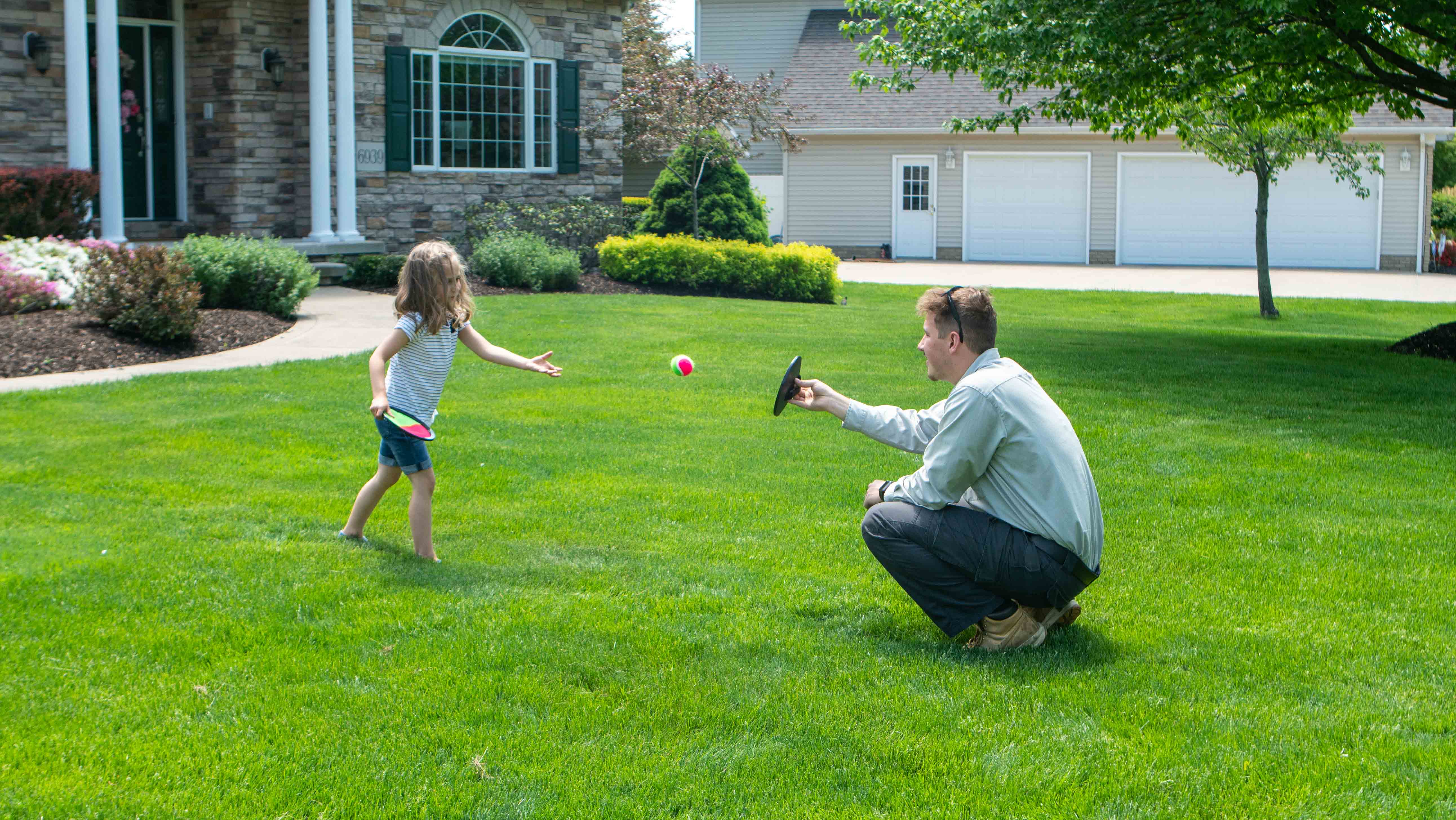 nice healthy lawn and kid